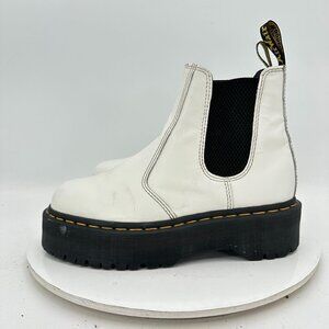 Dr Martens 2976 Quad Women Size 7 White Leather Platform Side Elastic Boot